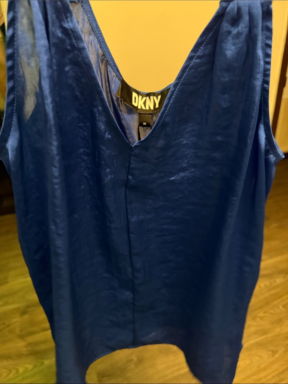 DKNY Satin V-Neck Camisole in Deep Blue